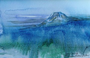 Watercolor of Bear Butte